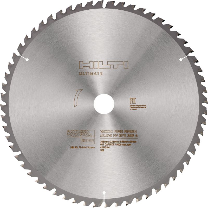 Kapgeringsklinge til træ med fin finish Ultimativ geringssavsklinge til træ (12 • 305 mm) med hårdmetaltænder, til præcise og rene skæringer i træbjælker med vores SM 60-22 batteri-geringssav